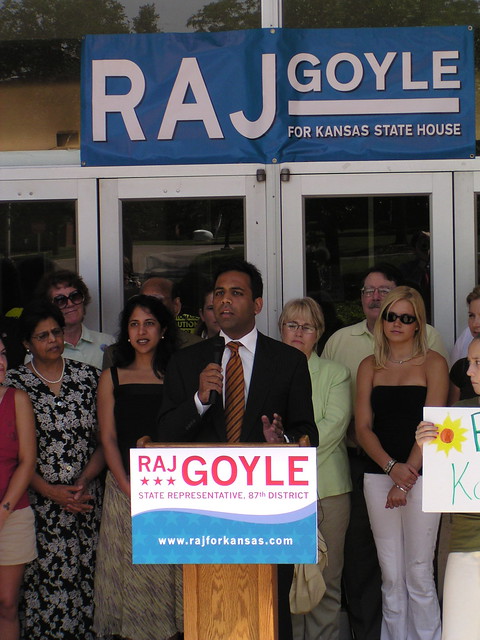 Raj Goyle speaking at a campaign event for Kansas State House